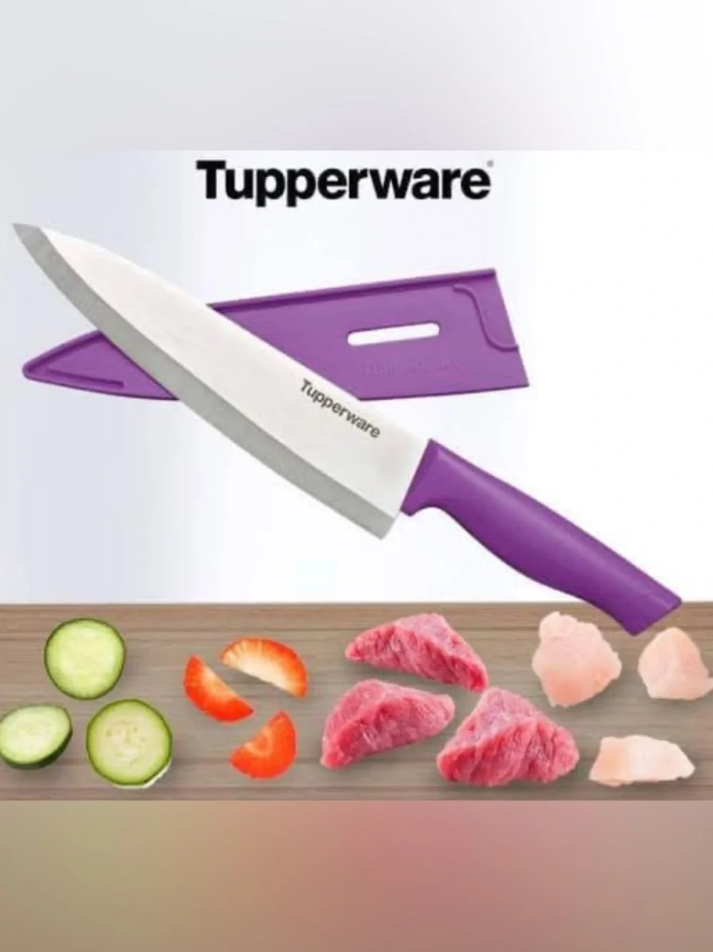 Tupperware Purple Chef Knife with Matching Sheath
